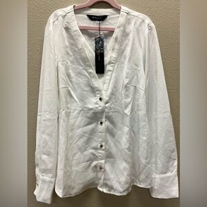 Allegra K New Wit Tags XS White Button Down Shirt